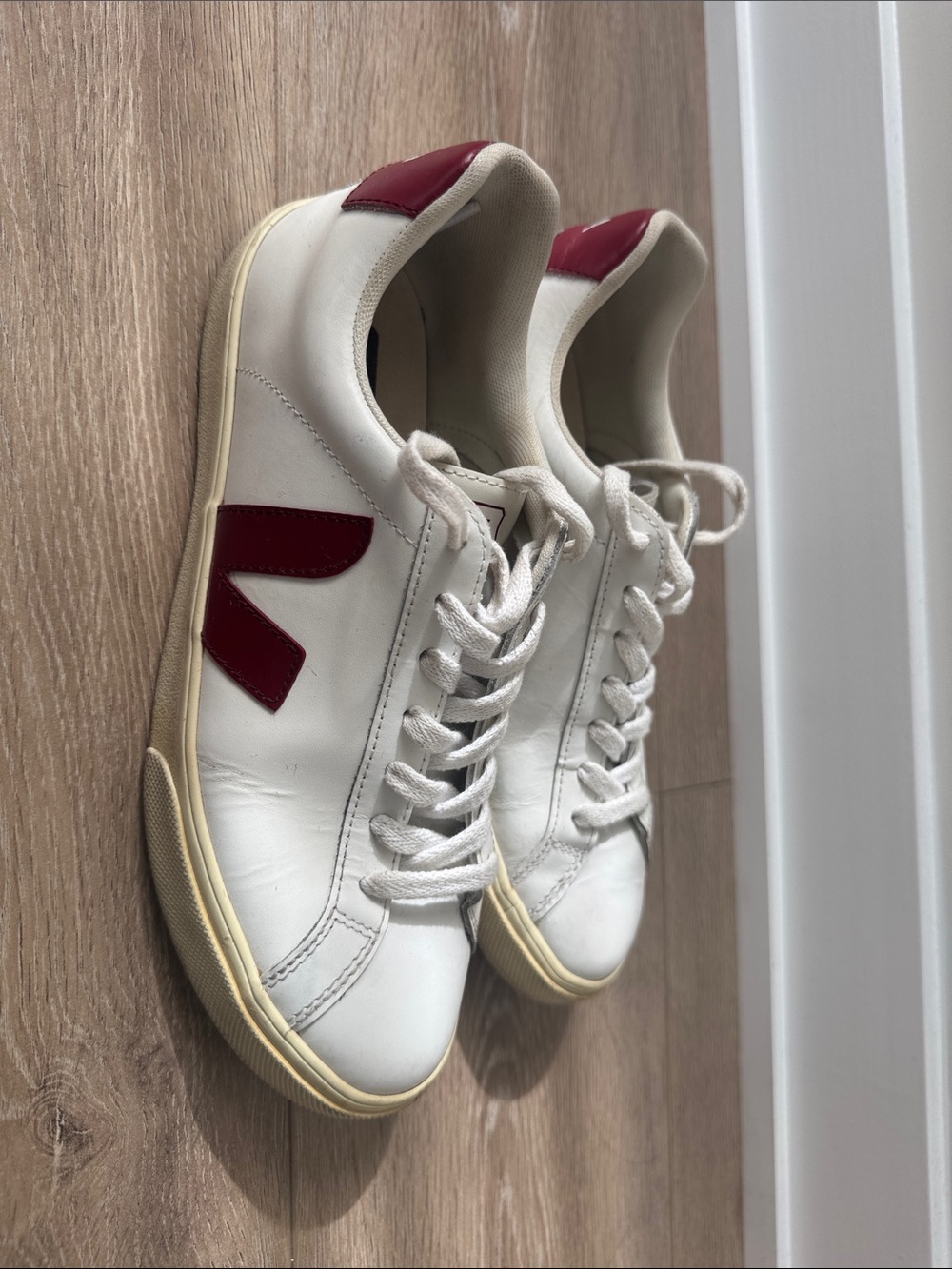 Veja White Sneakers with Red Accents